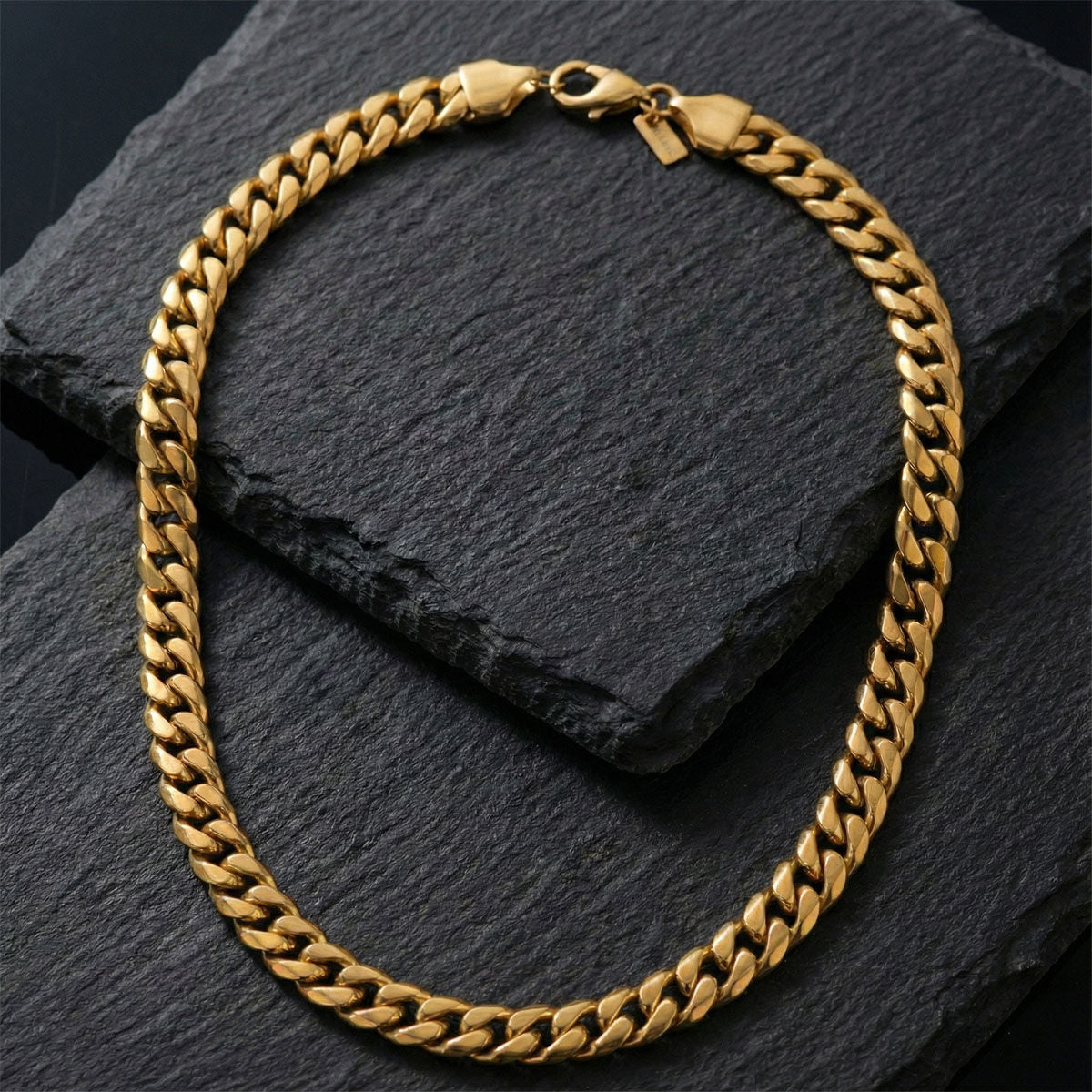 Men’s 20in 8mm Gold 18K Stainless Steel Miami Chain Necklace Stylish Statement Jewelry