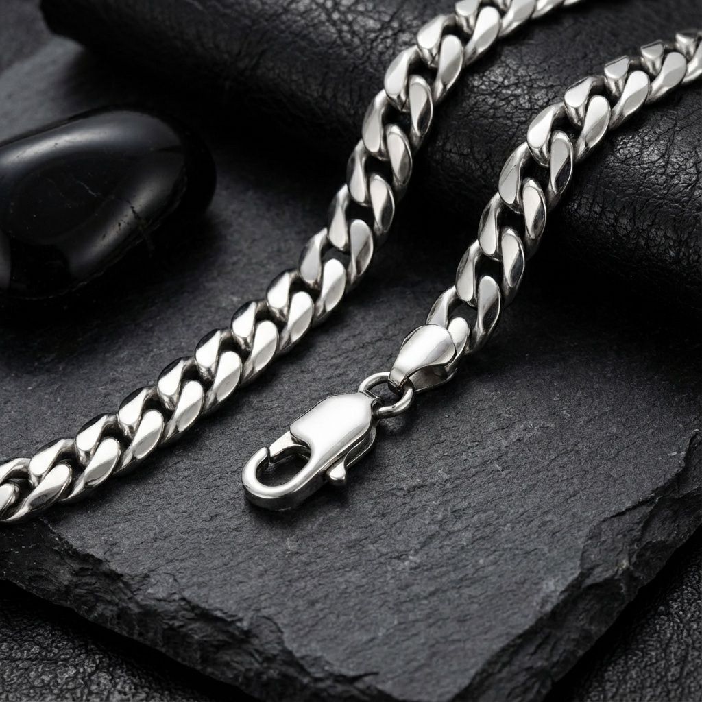 Men’s Stainless Steel 8mm Miami Chain Necklace 20in Trendy Stylish Jewelry