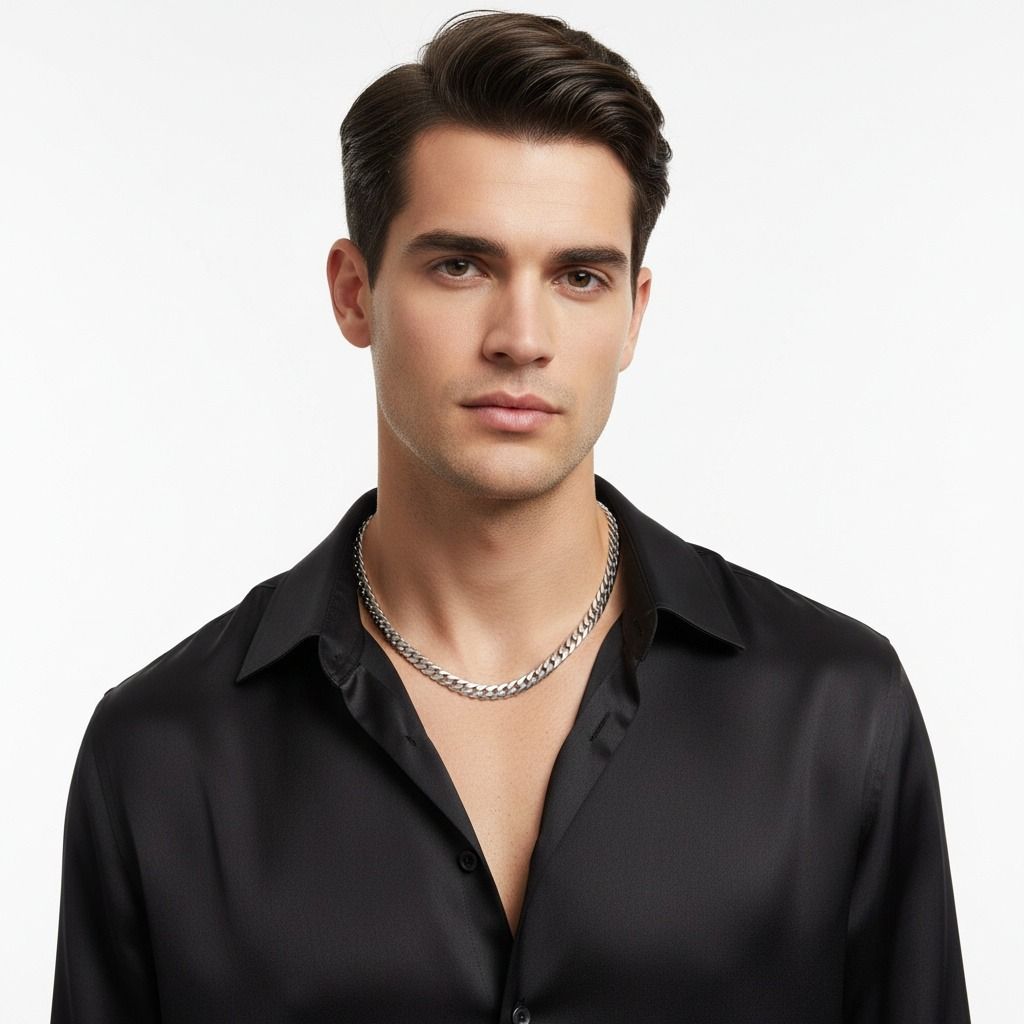 Men’s Stainless Steel 8mm Miami Chain Necklace 20in Trendy Jewelry
