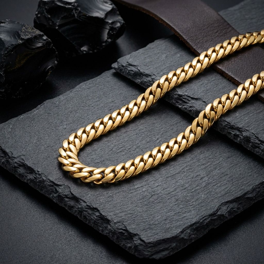 Men’s 24in 8mm Gold 18K Stainless Steel Miami Chain Necklace Stylish Statement Jewelry