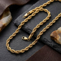 Men’s 20in 8mm Gold 18K Stainless Steel Rope Chain Stylish Jewelry Necklace