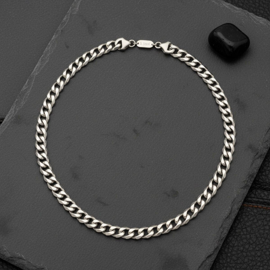 Men’s Silver Stainless Steel 20in 10mm Curb Chain Necklace Stylish Jewelry