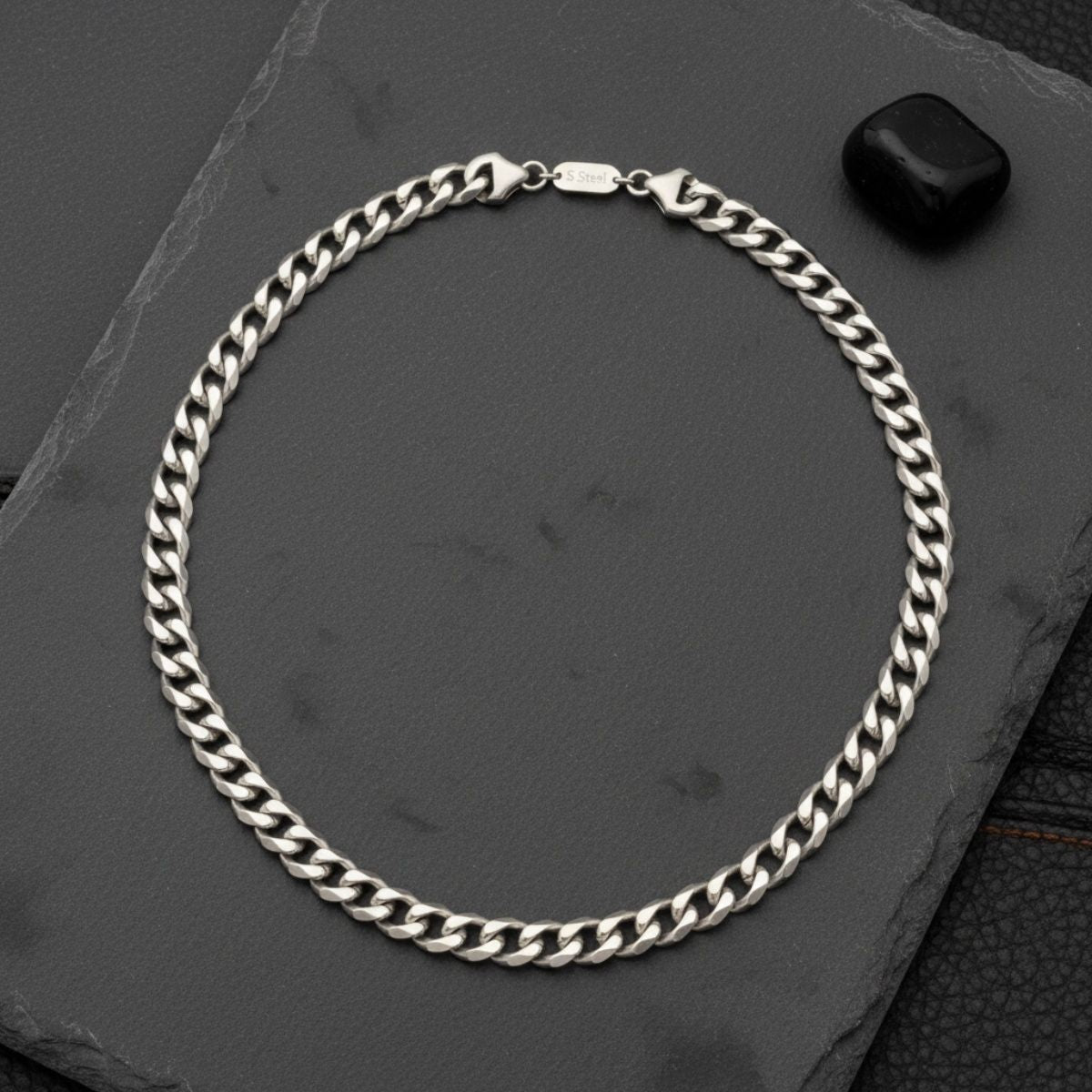 Men’s Silver Stainless Steel 20in 10mm Curb Chain Necklace Stylish Jewelry