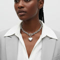 Toggle Heart Necklace Stainless Steel Rolo Chain Stylish Jewelry