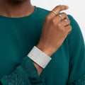 Bracelet Cuff Confident White Pave Finish Stylish Statement Jewelry