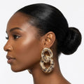 Statement Dangle Chain Earrings with Wild Child Leopard Encrusted Design