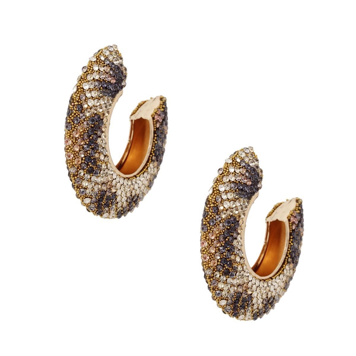 Statement Hoop Earrings with Leopard Pave Rhinestone Embellishment, Stylish and Trendy