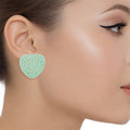 Dazzling Pastel Mint Domed Heart Stud Earrings – Trendy Fashion Jewelry