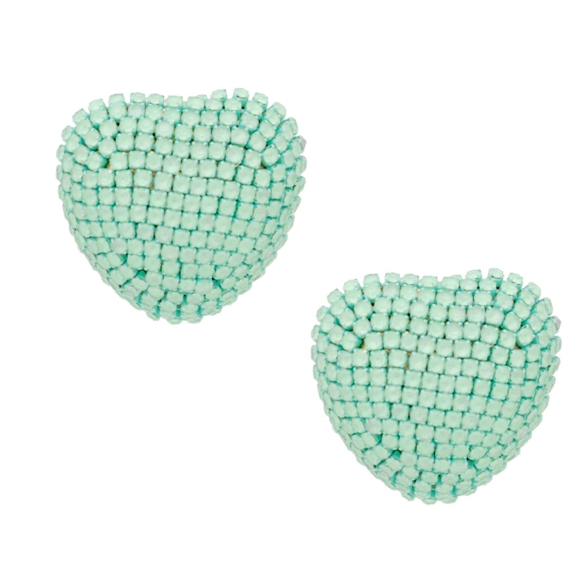 Dazzling Pastel Mint Domed Heart Stud Earrings – Trendy Fashion Jewelry