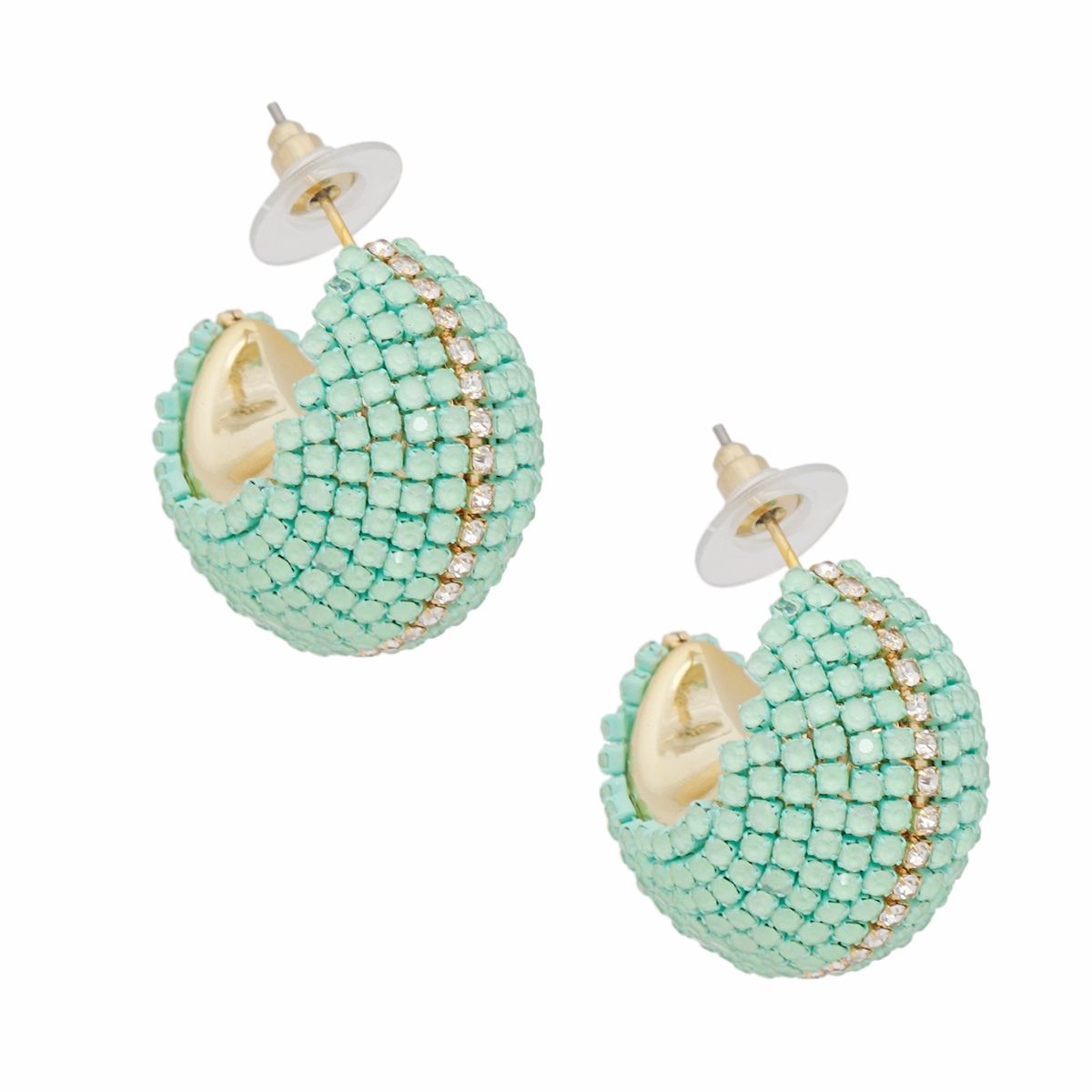 Wide Hoop Earrings Trendy Pastel Mint Dazzling Statement Jewelry