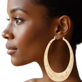 Teardrop Hoop Bamboo Earrings XL Tribal Pattern Stylish Statement Jewelry