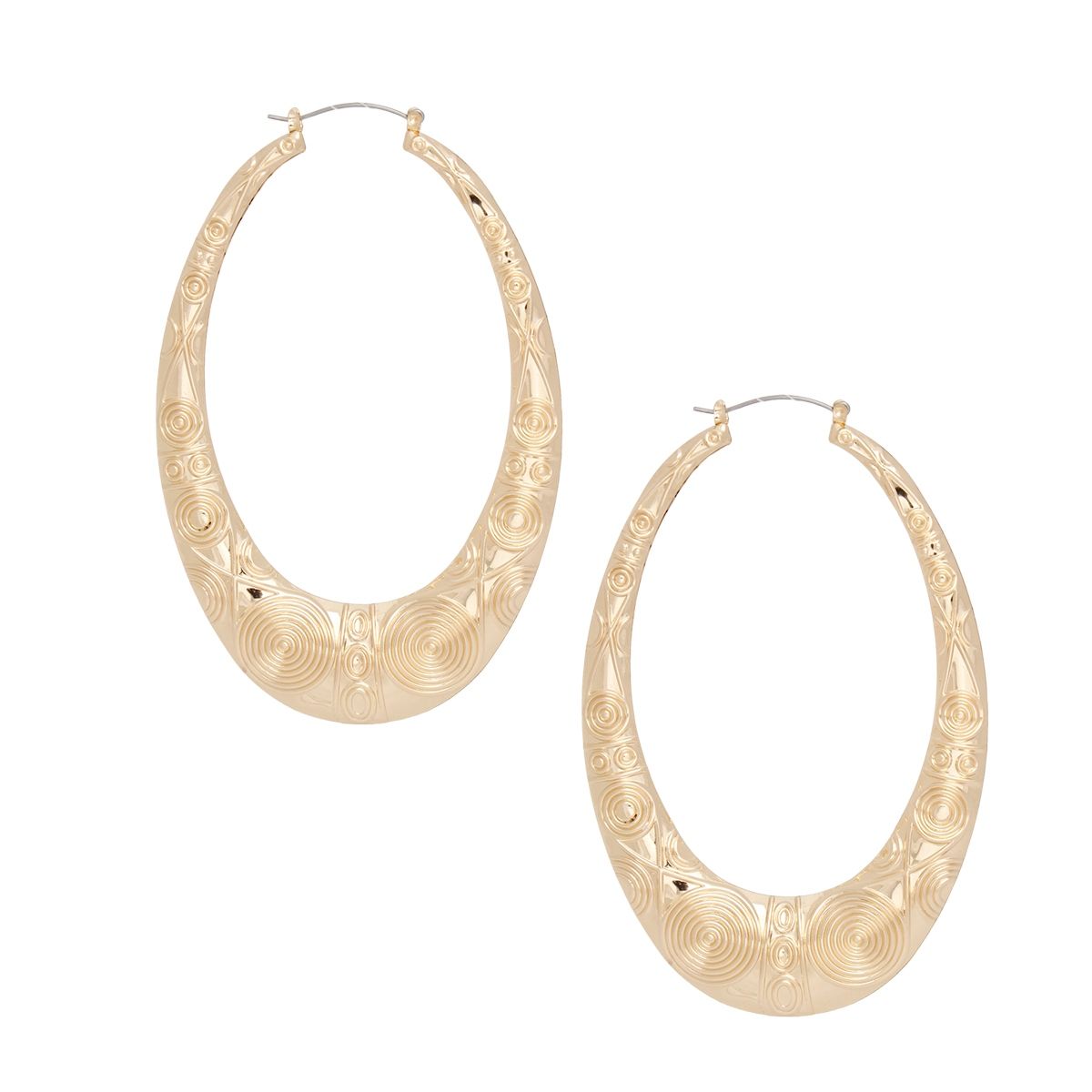 Teardrop Hoop Bamboo Earrings XL Tribal Pattern Stylish Statement Jewelry