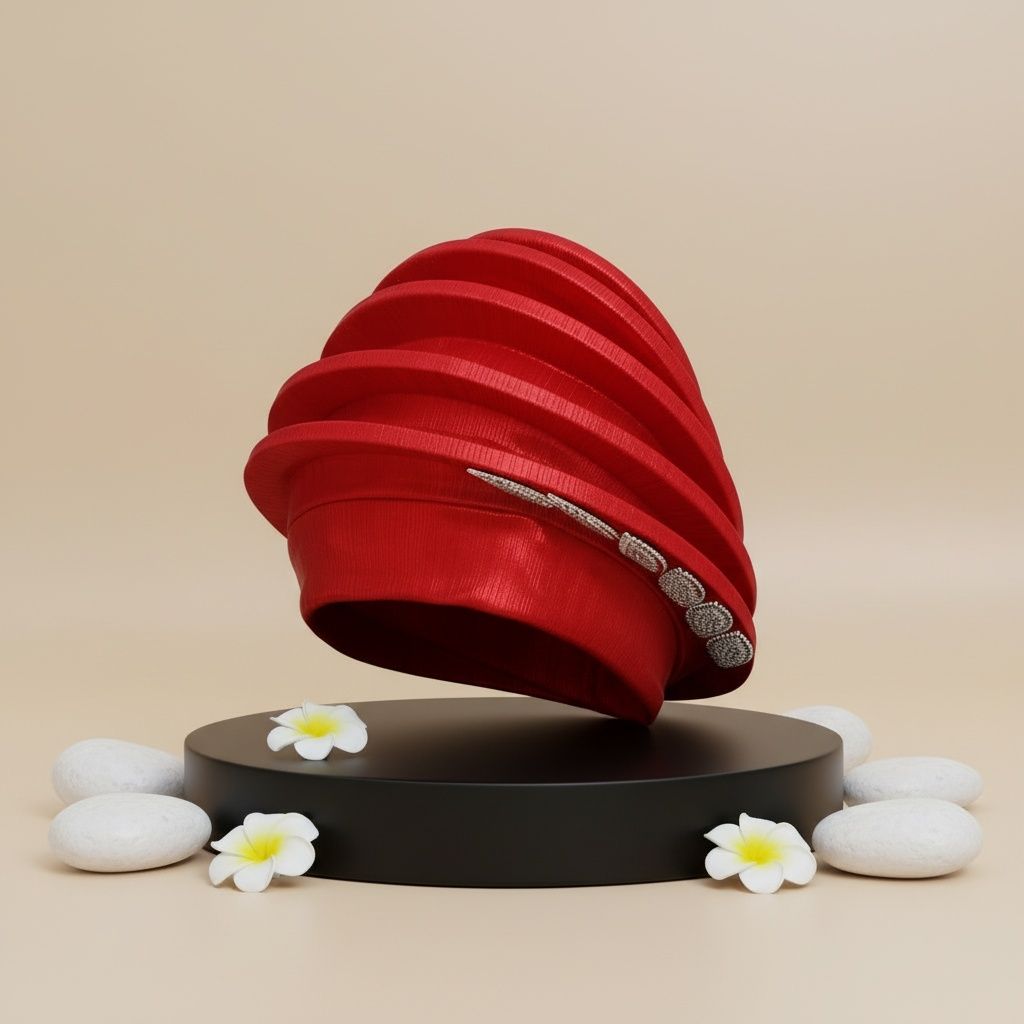 Women’s Formal Red Structured Turban Fascinator – Stylish Statement Accessory