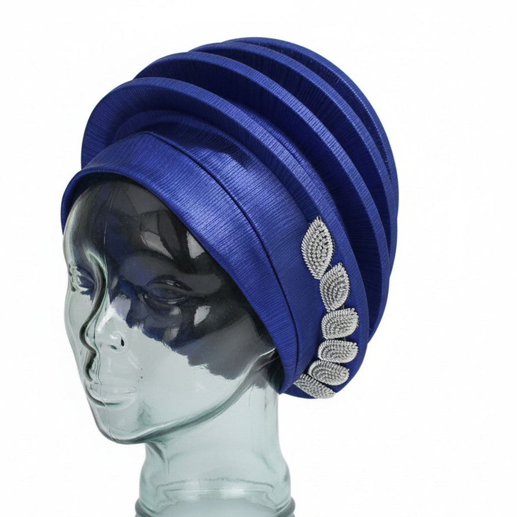 Women’s Ready to Wear Blue Gele Turban Stylish Headwrap Accessory
