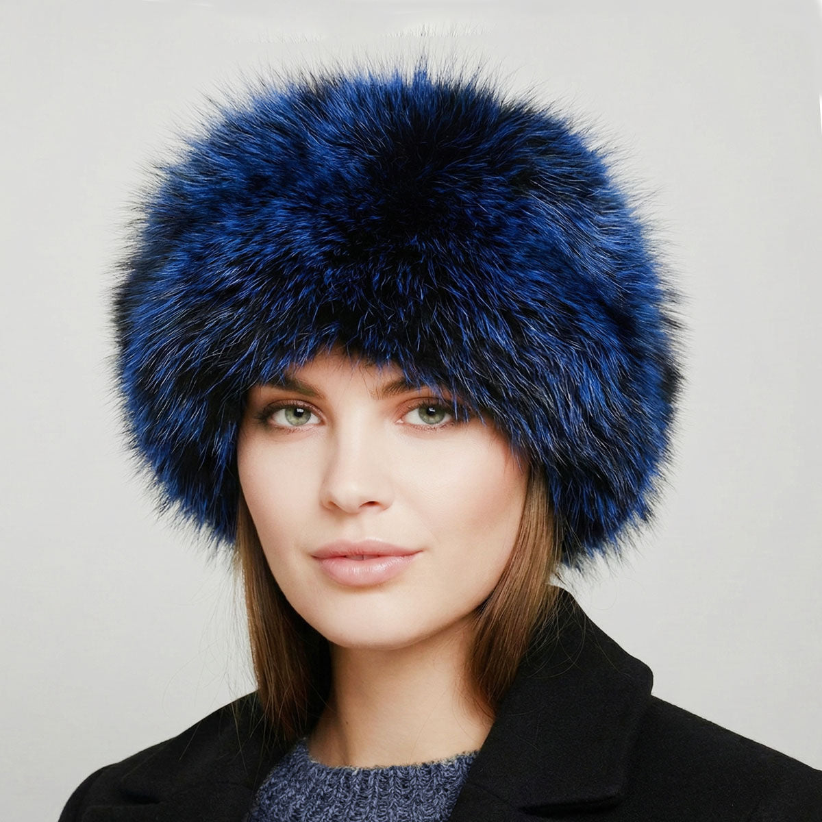 Women’s Winter Kubanka Cap Faux Fur Blue Stylish Chic Hat Luxe