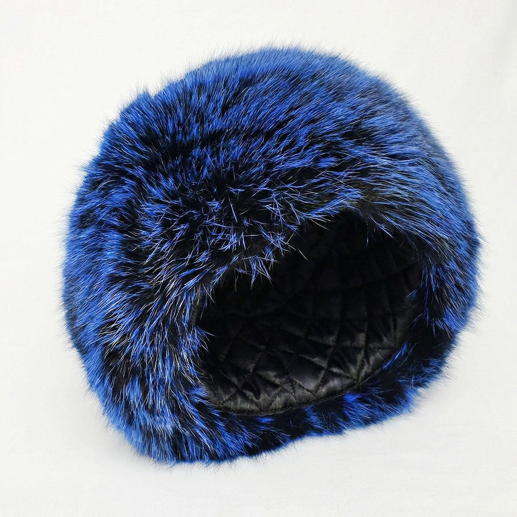 Women’s Winter Kubanka Cap Faux Fur Blue Stylish Chic Hat Luxe