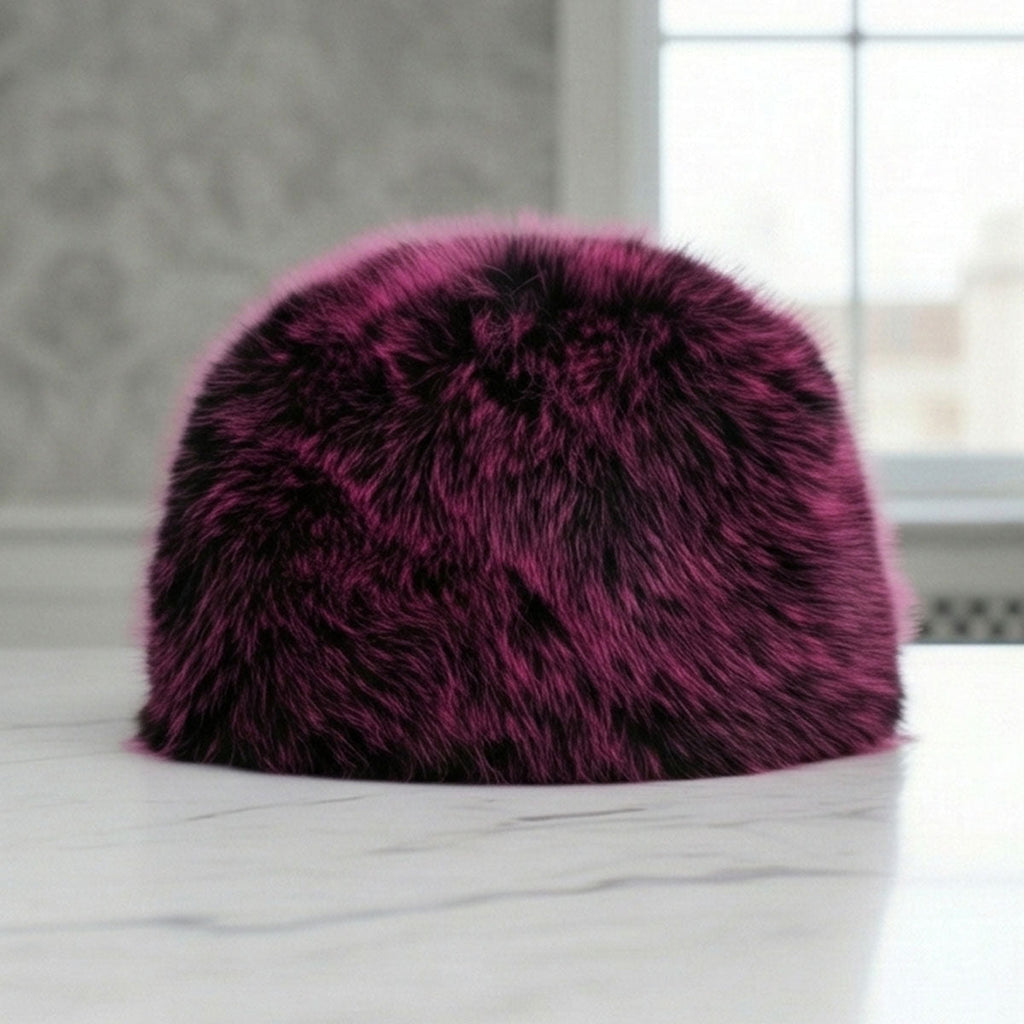 Women’s Winter Kubanka Cap Faux Fur Fuchsia Stylish Hat Luxe