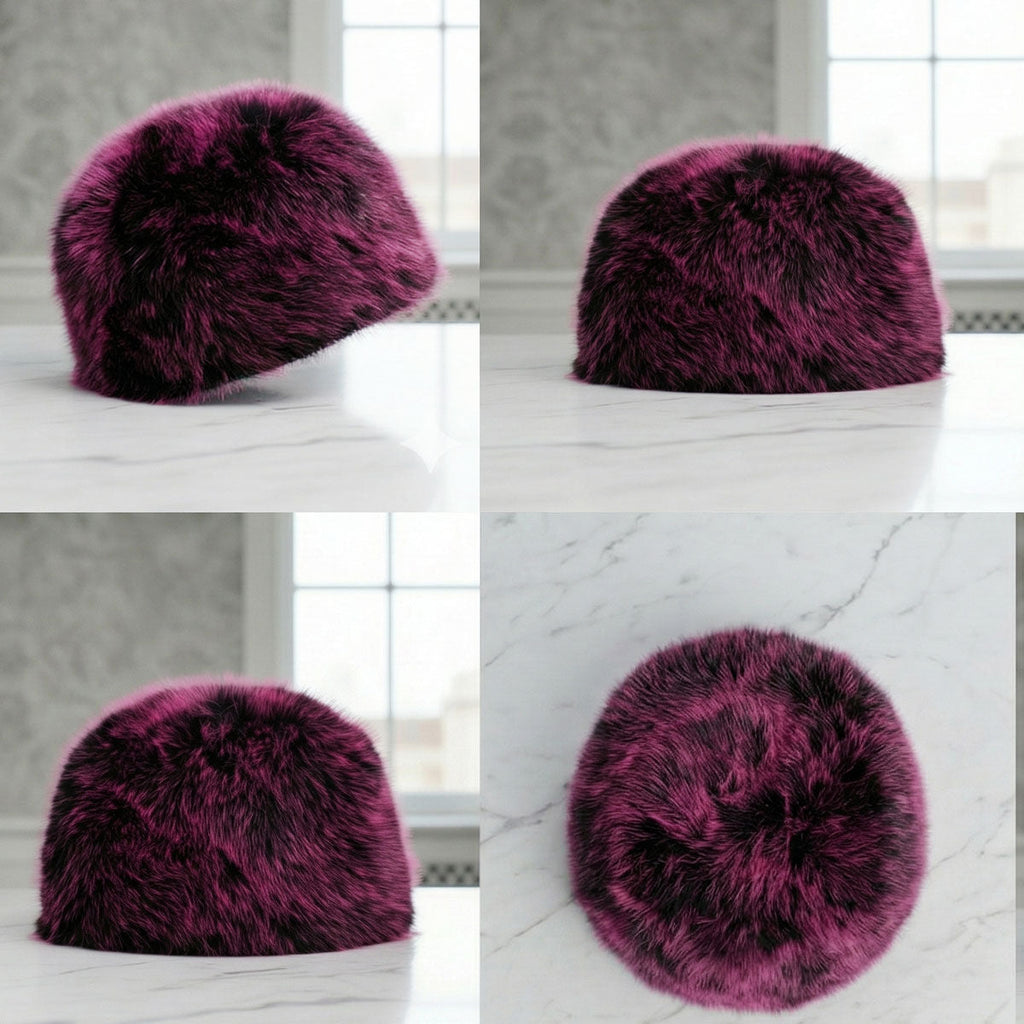 Women’s Winter Kubanka Cap Faux Fur Fuchsia Stylish Hat Luxe