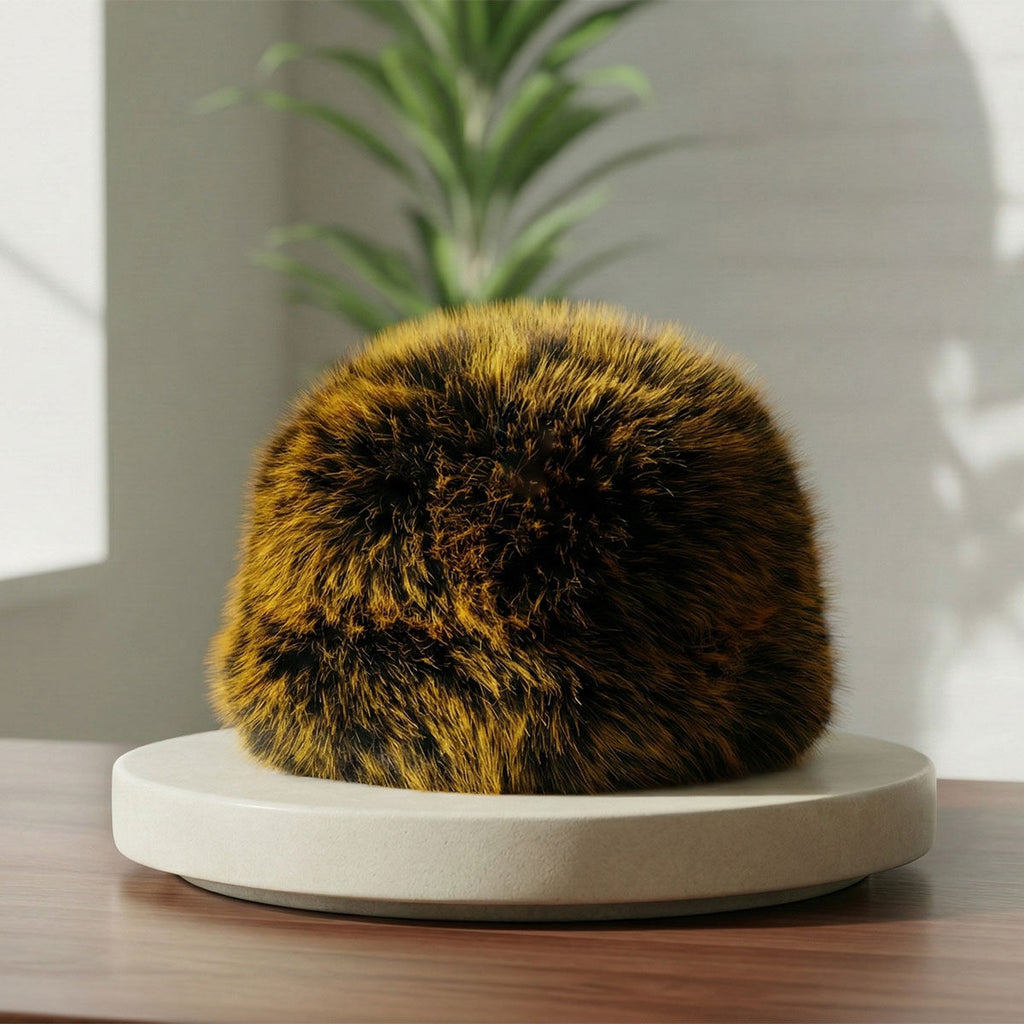 Women’s Winter Kubanka Cap Faux Fur Orange Stylish Chic Hat