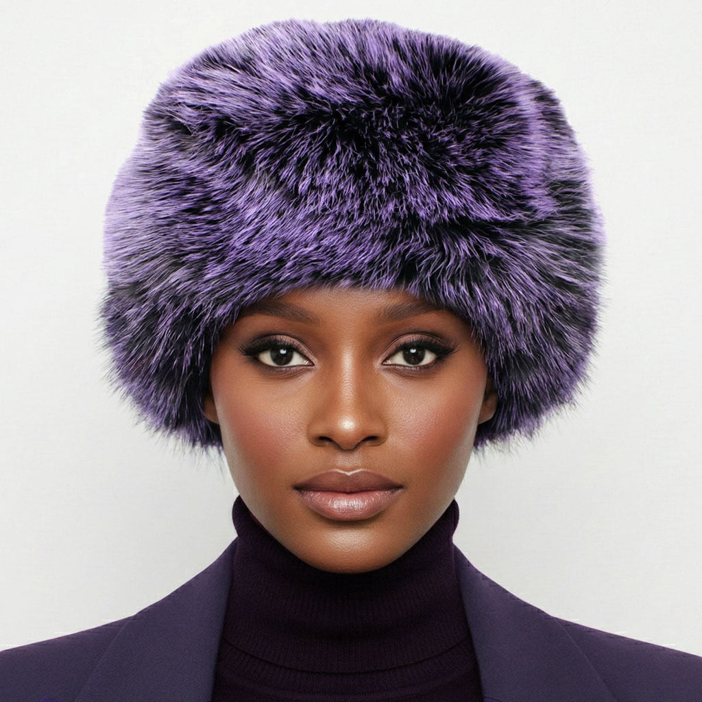 Women’s Winter Kubanka Cap Faux Fur Purple Stylish Chic Hat