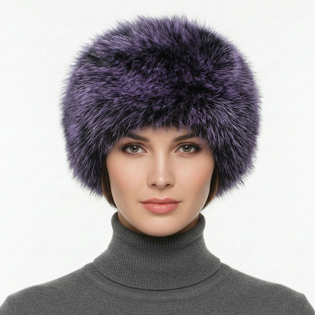 Women’s Winter Kubanka Cap Faux Fur Purple Stylish Chic Hat