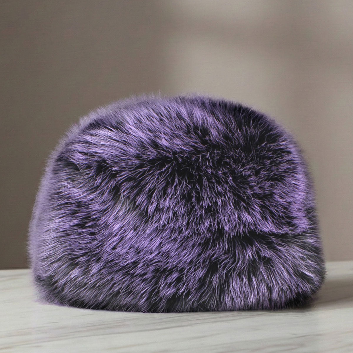 Women’s Winter Kubanka Cap Faux Fur Purple Stylish Chic Hat