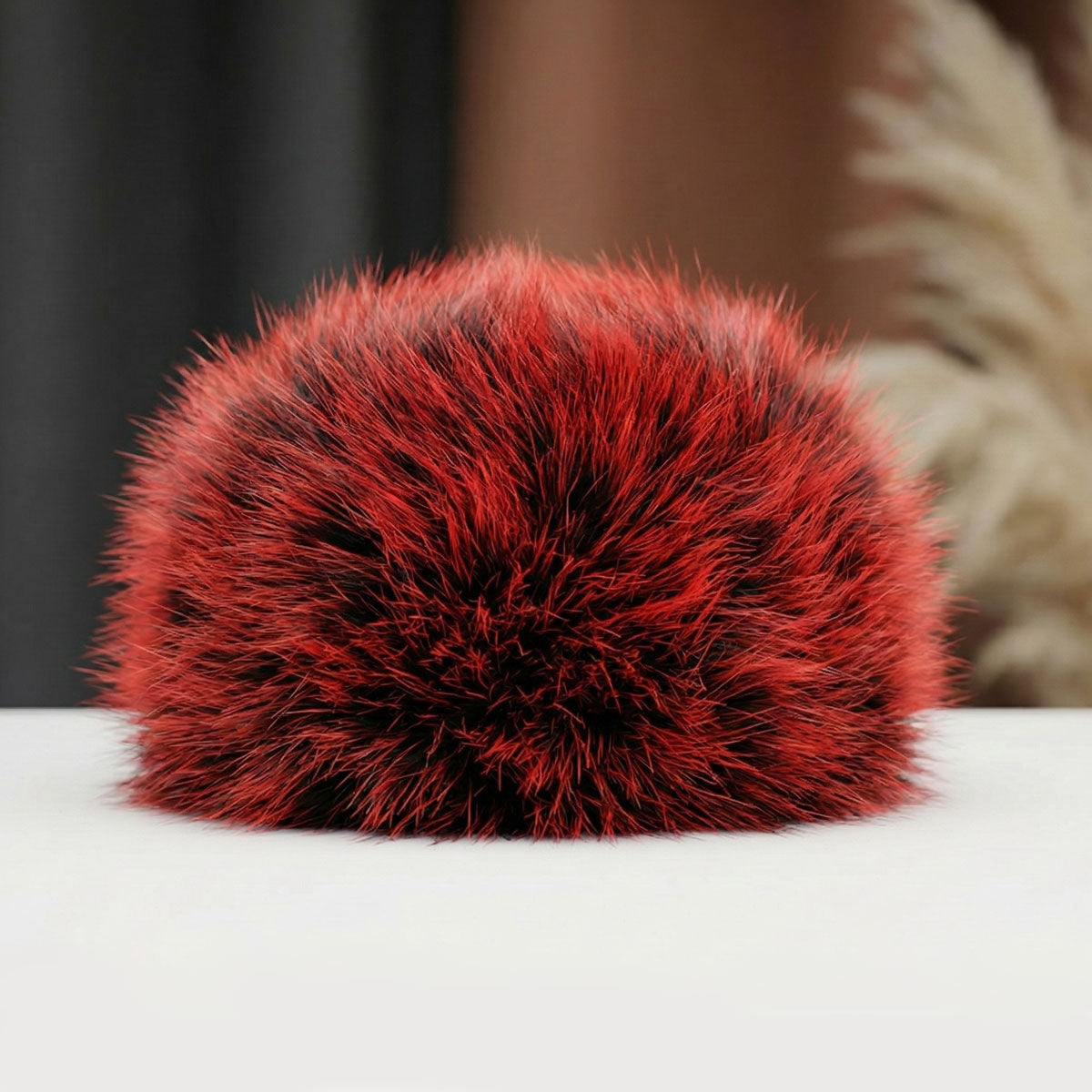Women’s Faux Fur Kubanka Winter Cap Red Stylish Chic Hat