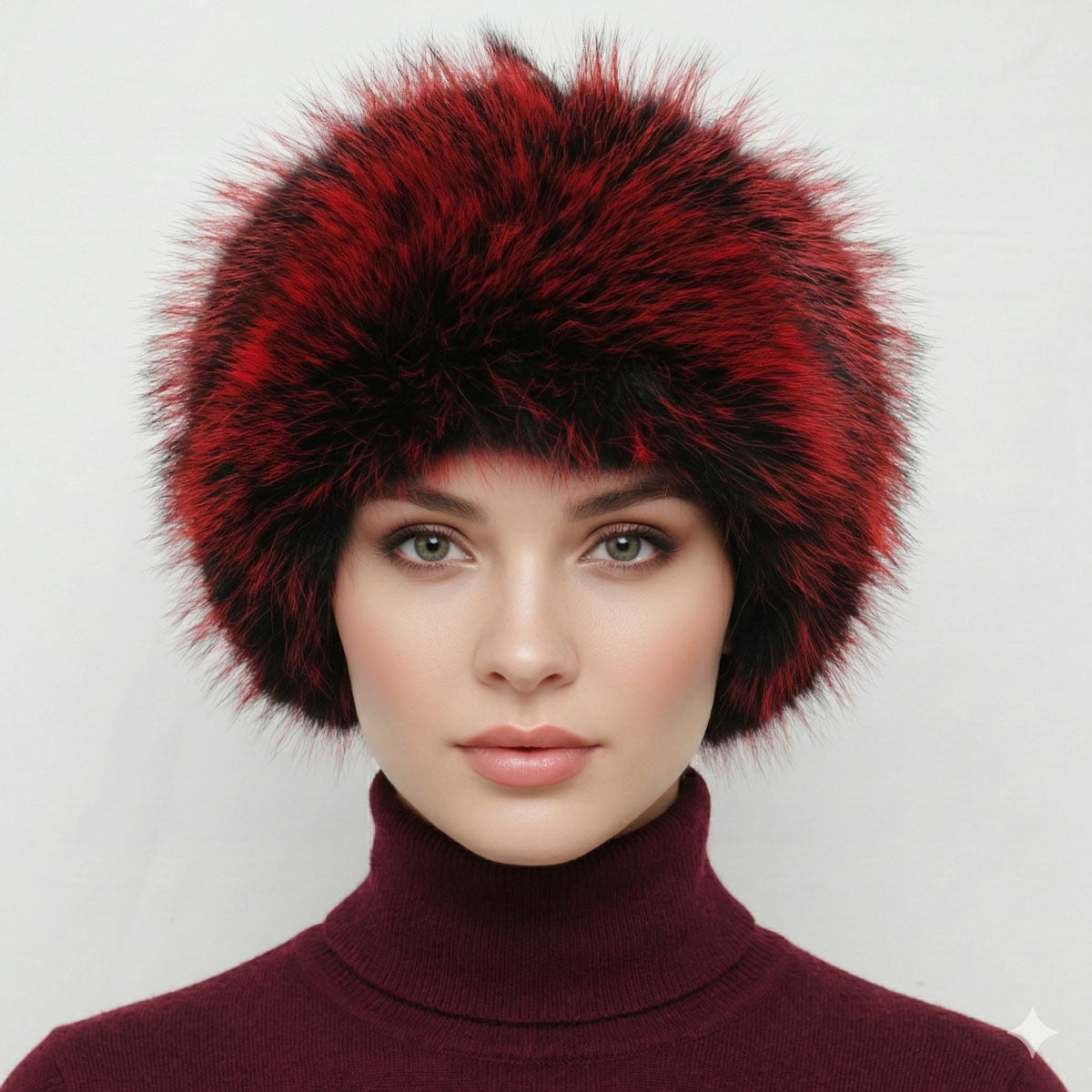 Women’s Faux Fur Kubanka Winter Cap Red Stylish Chic Hat