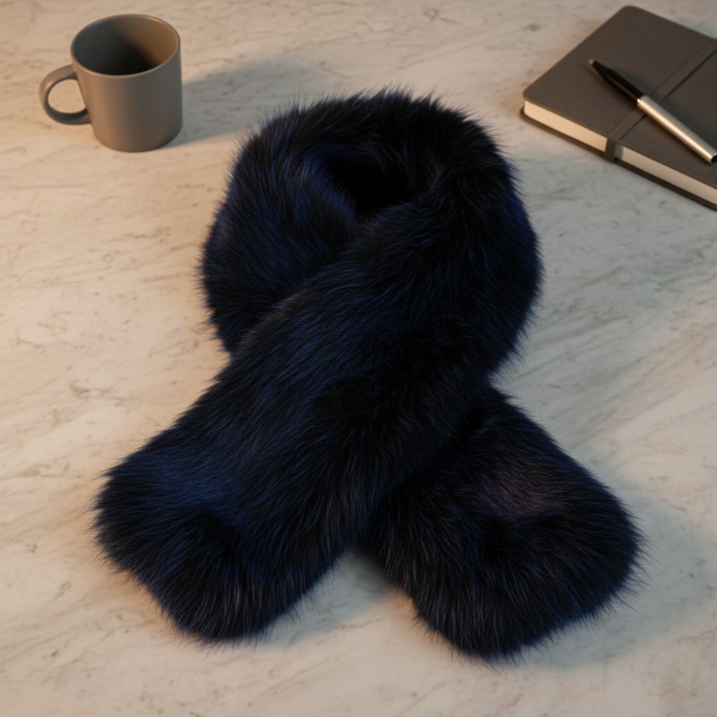 Faux Fur Blue Collar Scarf Luxe Winter Stole Stylish Accessory