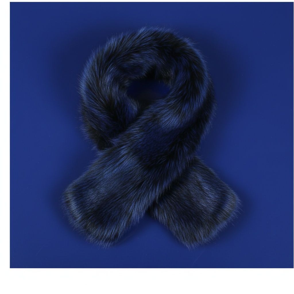 Faux Fur Blue Collar Scarf Luxe Winter Stole Stylish Accessory