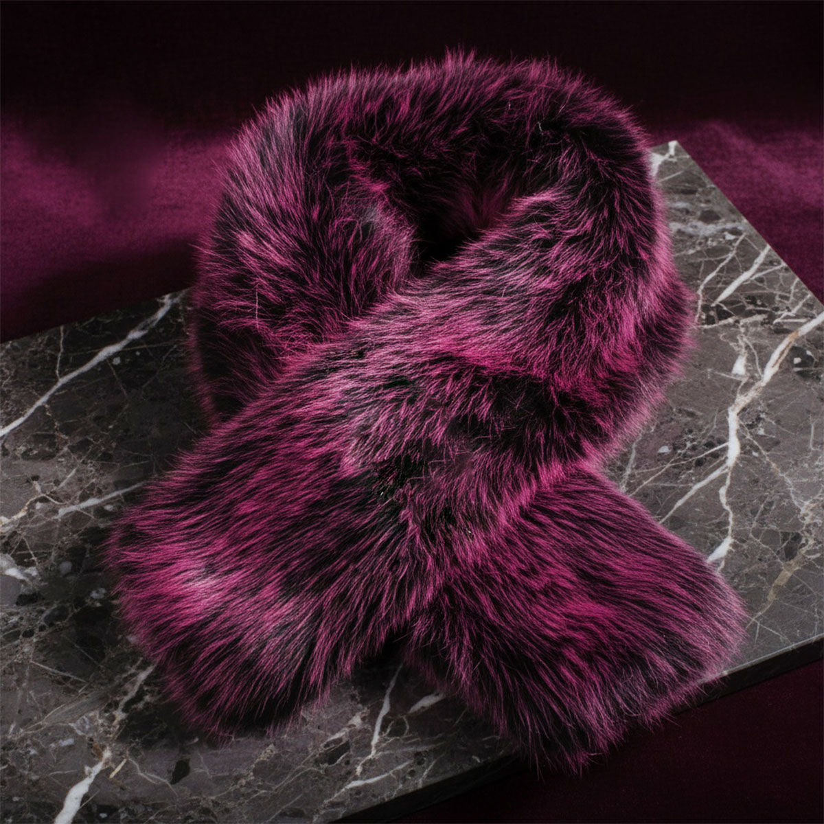Faux Fur Scarf Collar Winter Stole Fuchsia Luxe Stylish Chic