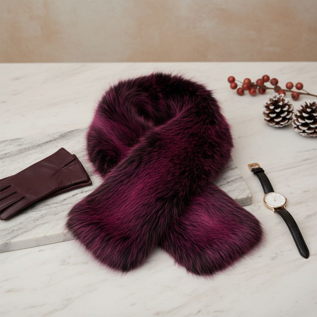 Faux Fur Scarf Collar Winter Stole Fuchsia Luxe Stylish Chic