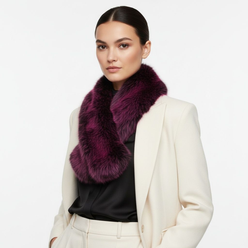 Faux Fur Scarf Collar Winter Stole Fuchsia Luxe Stylish Chic