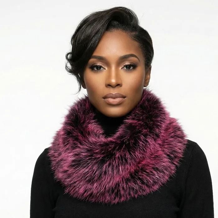 Faux Fur Scarf Collar Winter Stole Fuchsia Luxe Stylish Chic
