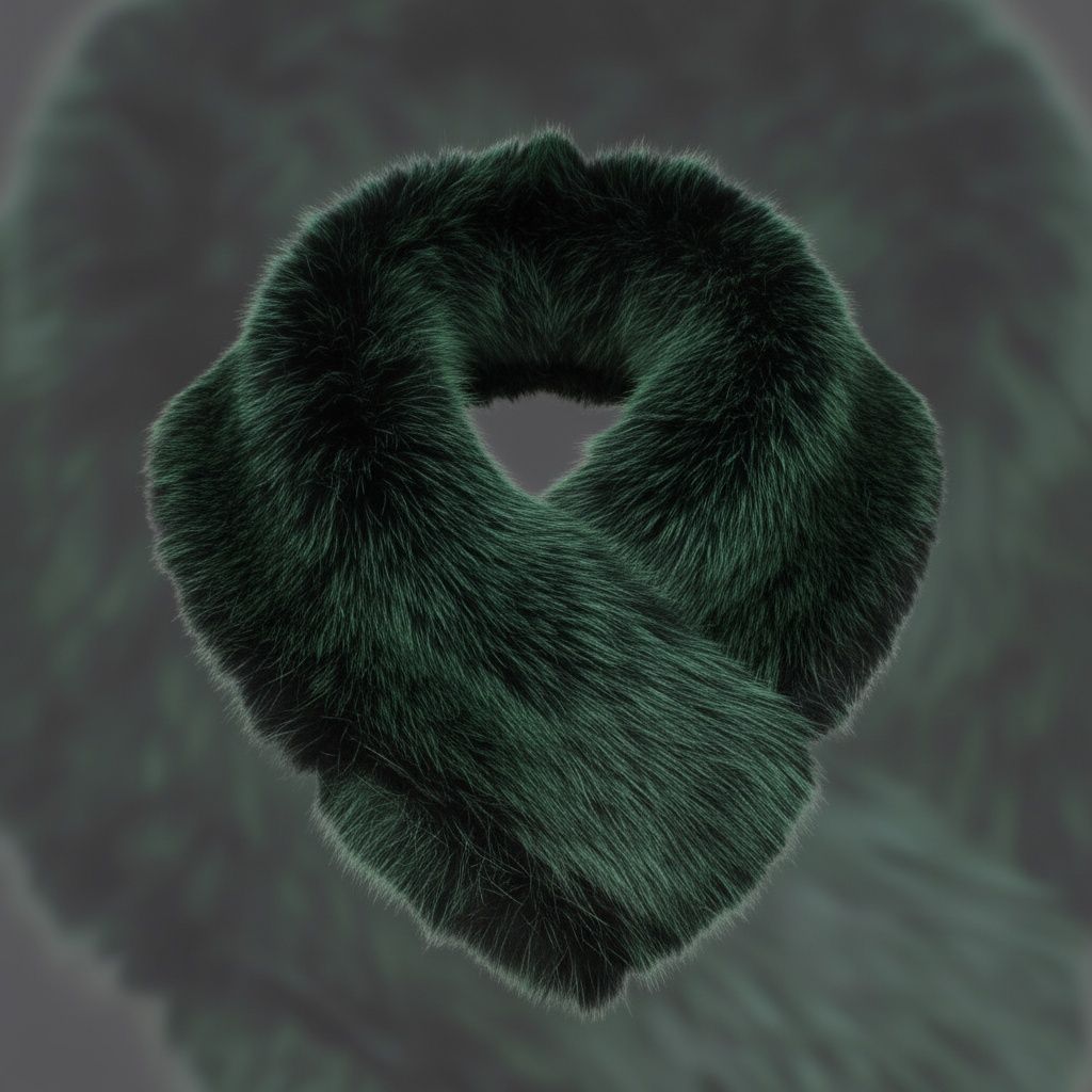 Faux Fur Scarf Green Collar Winter Stole Stylish Chic Accessory