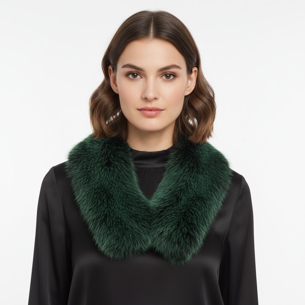 Faux Fur Scarf Green Collar Winter Stole Stylish Chic Accessory