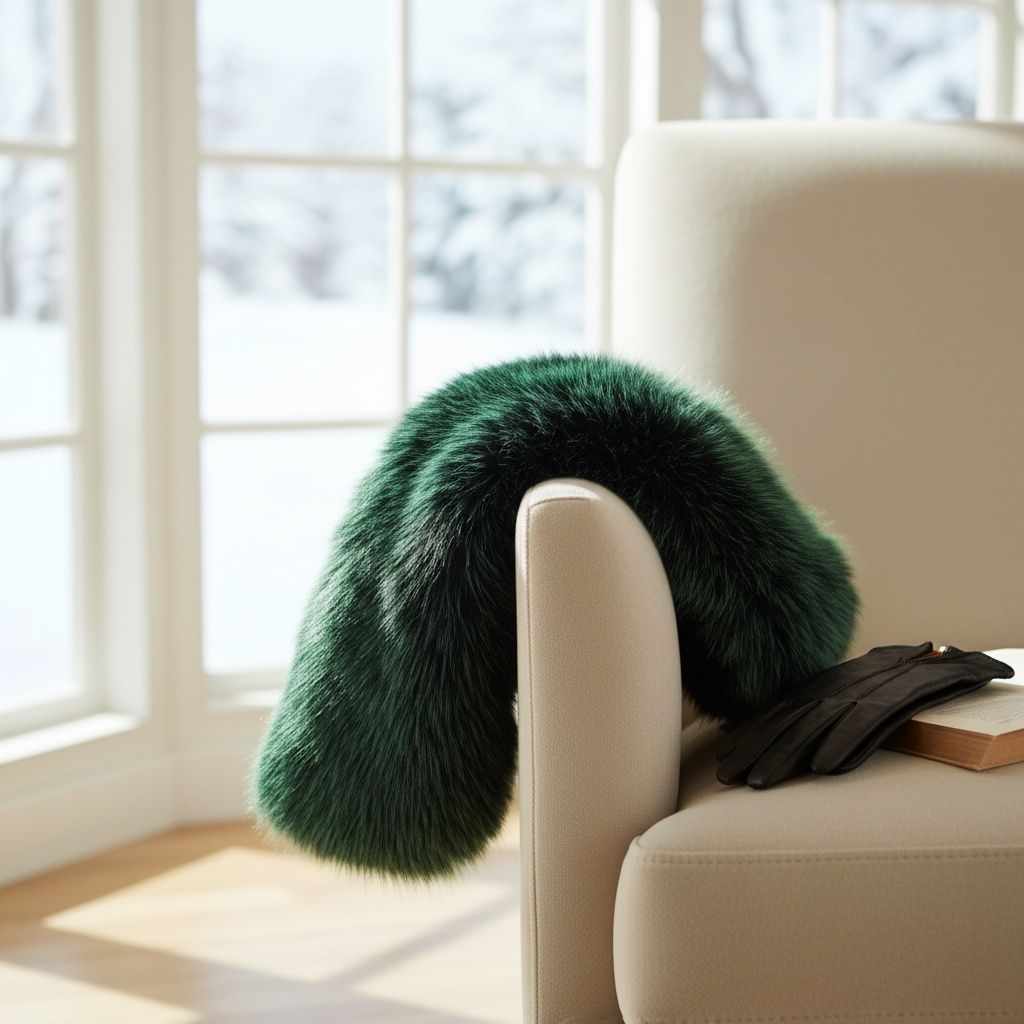 Faux Fur Scarf Green Collar Winter Stole Stylish Chic Accessory
