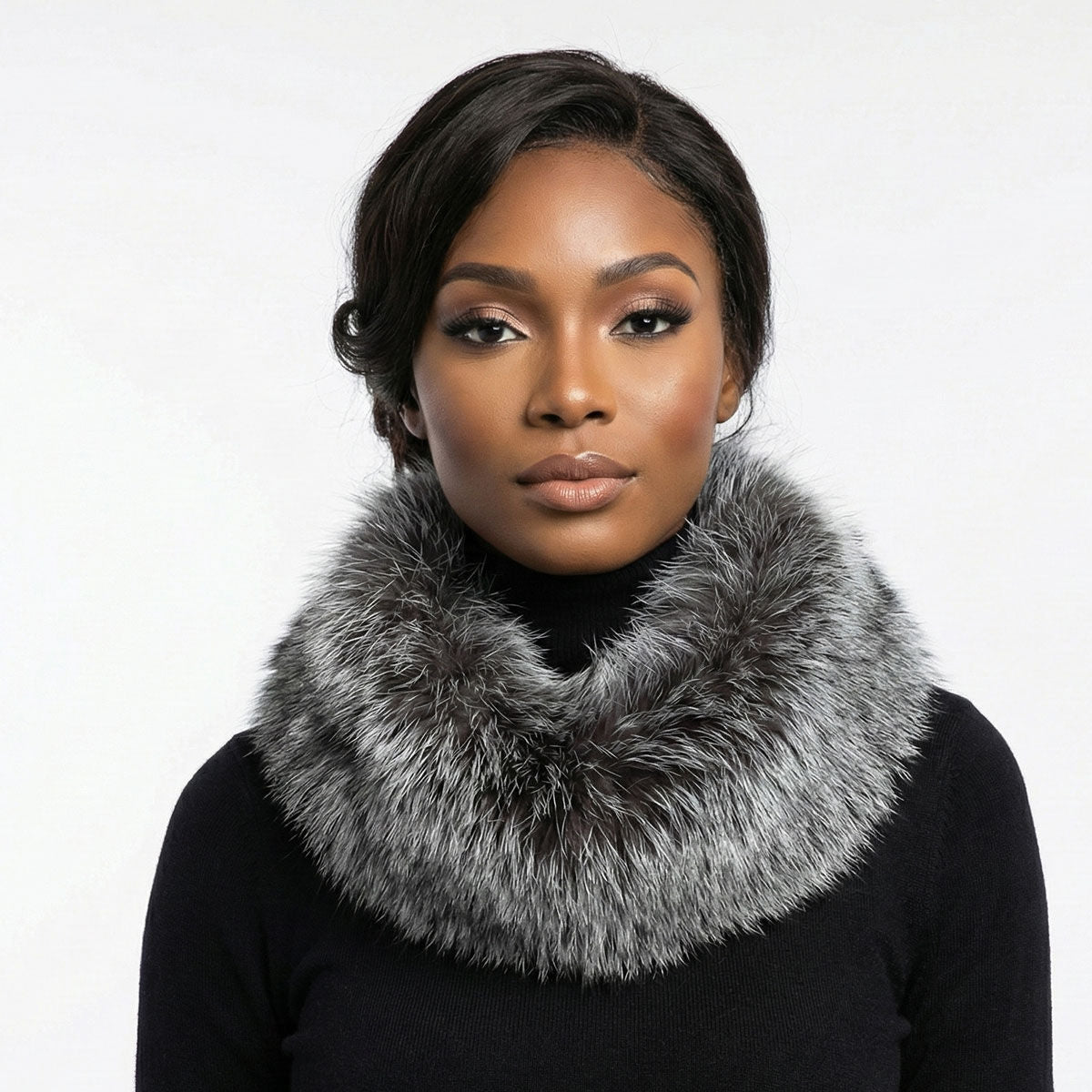 Faux Fur White Collar Scarf Luxe Winter Stole Stylish Accessory