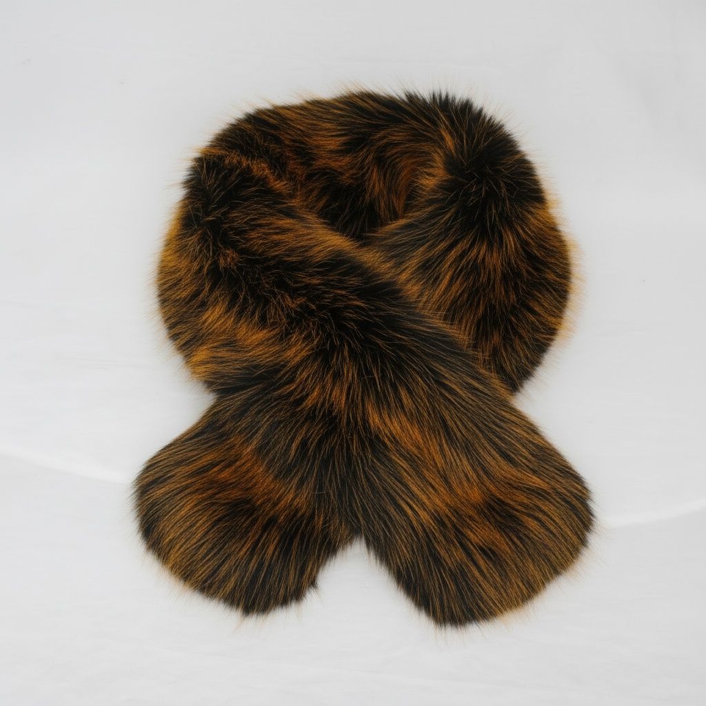 Faux Fur Orange Collar Scarf Luxe Winter Stole Stylish Chic Accessory