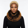 Faux Fur Orange Collar Scarf Luxe Winter Stole Stylish Chic Accessory