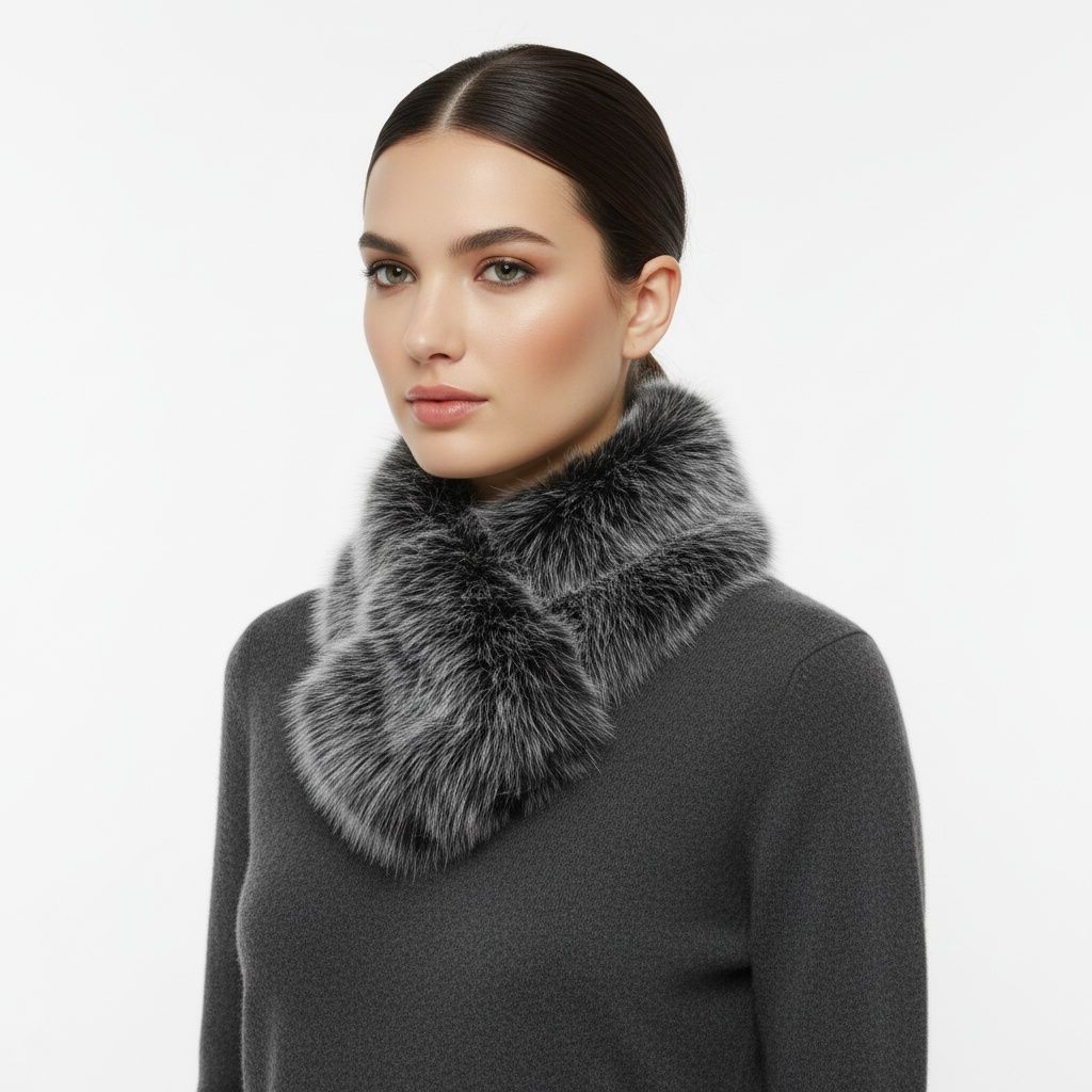 Faux Fur White Collar Scarf Luxe Winter Stole Stylish Accessory