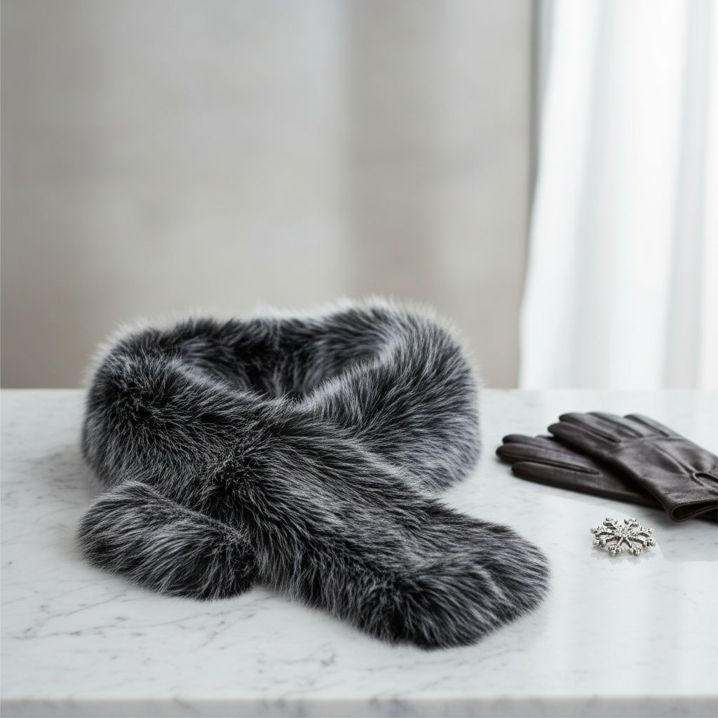 Faux Fur White Collar Scarf Luxe Winter Stole Stylish Accessory