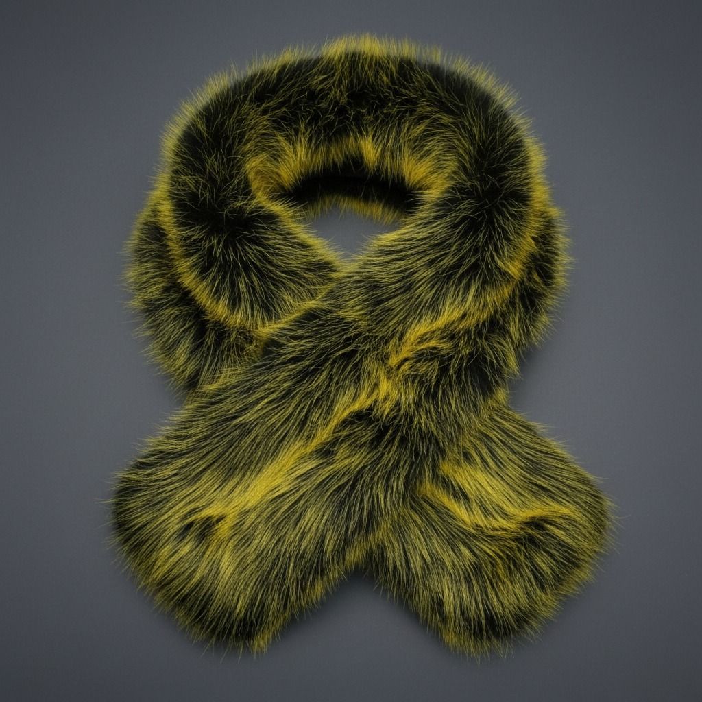Faux Fur Yellow Collar Scarf Luxe Winter Stole Stylish Accessory