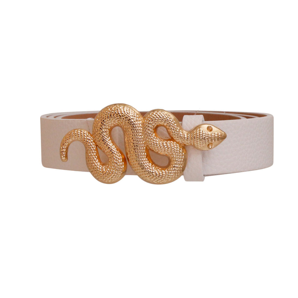 Statement Snake Belt White and Gold Stylish Accessory