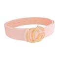 Statement Belt Light Pink with Gold Rhinestone Letter Detail