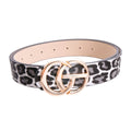 Fashion Belt with Black Leopard Print and Gold Monogram Letter – Stylish Statement Accessory