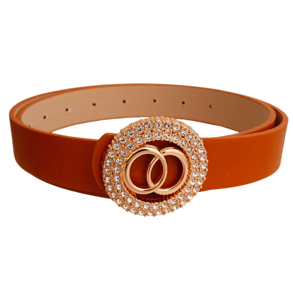 Fashion Belt Gold Infinity with Camel and Rhinestone Detail Stylish Accessory