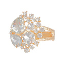 Gold Crystal Cuff Bracelet with Full Heart Detail – Stylish Statement Jewelry