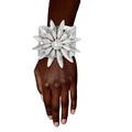 Open Cuff Silver Flower Bracelet Stylish Statement Jewelry