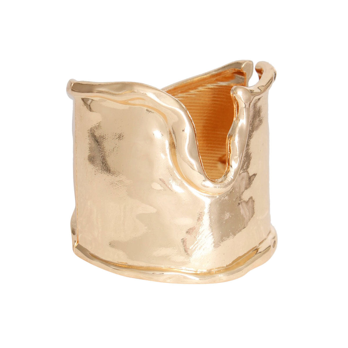 Cut Out Edged Gold Cuff Bracelet Stylish Statement Jewelry